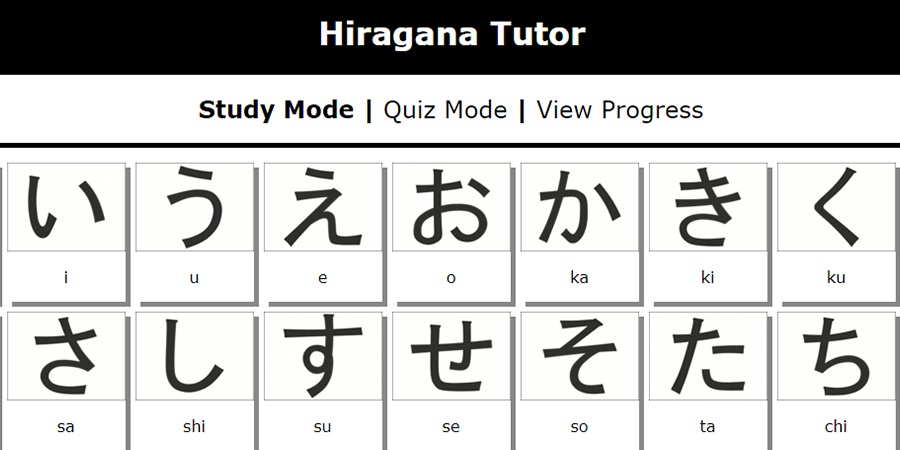 Hiragana Tutor App